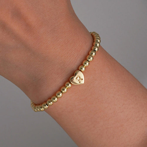 Beaded Bracelet with Heart Initial