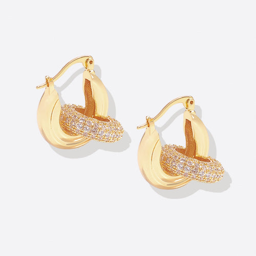 Pave Interlock Hoop Earrings