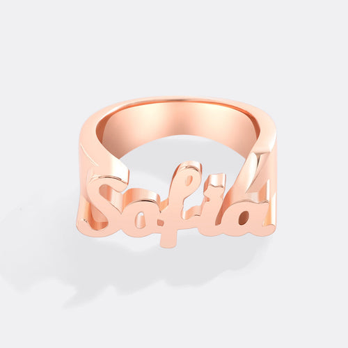 Brilliant Script Name Ring