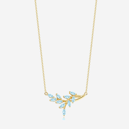 Birthstone Leaf Pendant Necklace