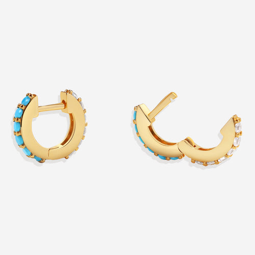Turquoise Reversible Huggie Hoop Earrings