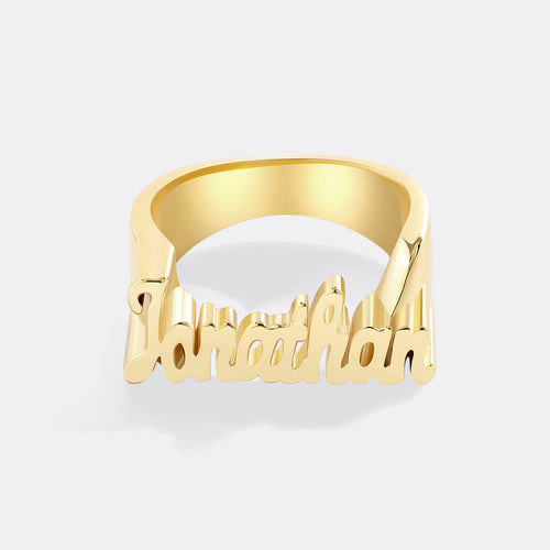 Brilliant Script Name Ring