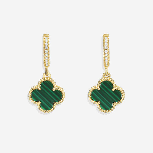 Pave Clover Drop Earrings