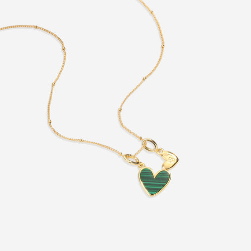 Malachite Heart Initial Necklace