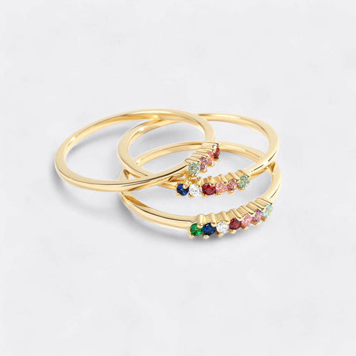 Personalized Dainty Birthstones Ring