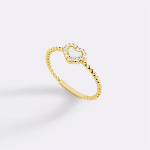 Tiny Gemstone Heart Stacking Ring
