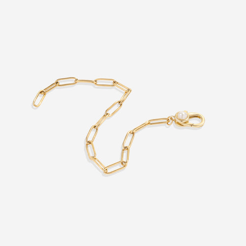 Paperclip Bracelet with Pearl Accent