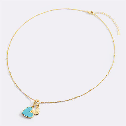 Turquoise Heart Initial Necklace