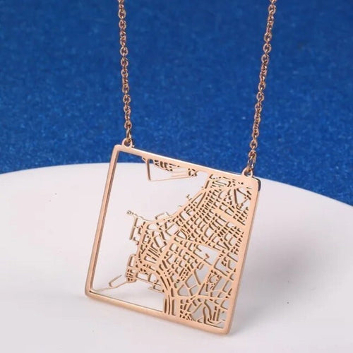 Custom Map Pendant Necklace