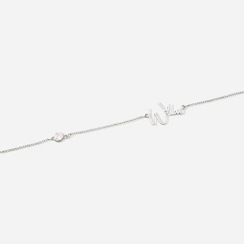 Modern Name Necklace with Heart Diamond Accent