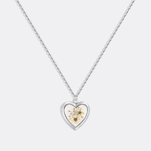 Handmade Pressed Flower Photo Heart Locket