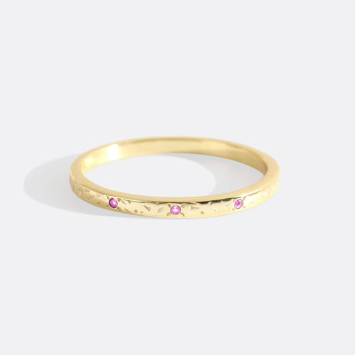 Narrow Textured Birthstone Band