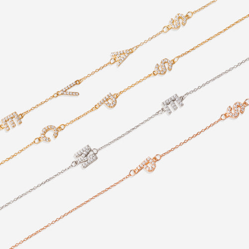 Sideways Pave Initials Necklace