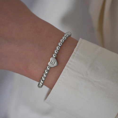 Beaded Bracelet with Heart Initial