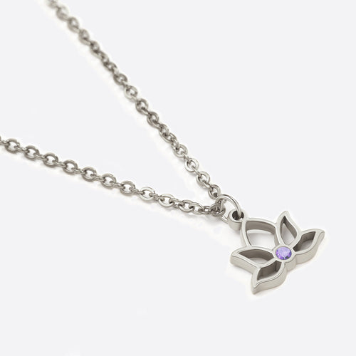 Mini Lotus Birthstone Pendant Necklace