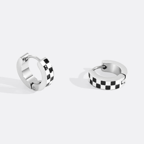 Checkered Hoop Earrings