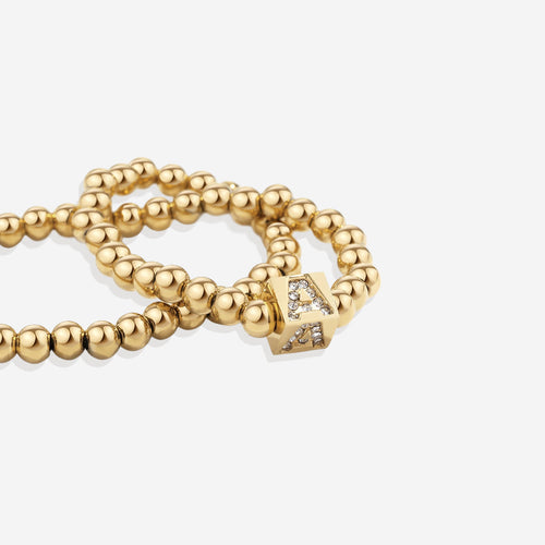 Beaded Block Initial Bracelet