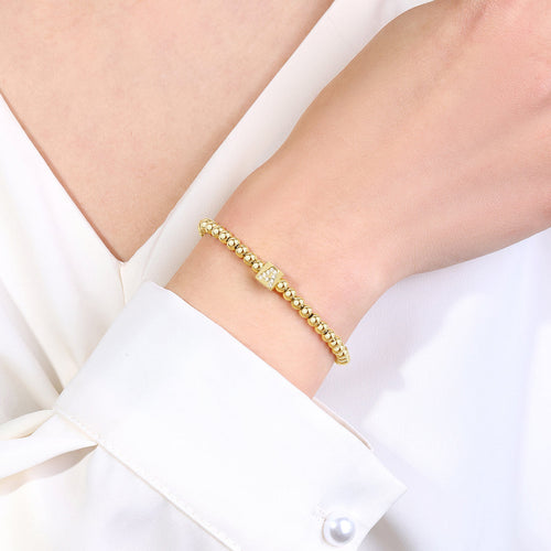 Beaded Block Initial Bracelet