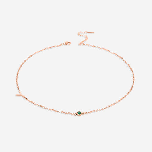 Initial Necklace with Birthstone Accent