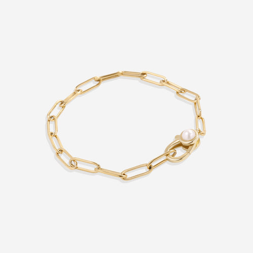 Paperclip Bracelet with Pearl Accent
