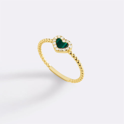 Tiny Gemstone Heart Stacking Ring