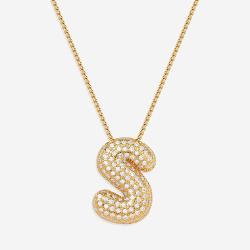 Pave Bubble Initial Necklace