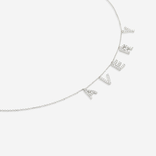 Pave Block Letter Name Necklace