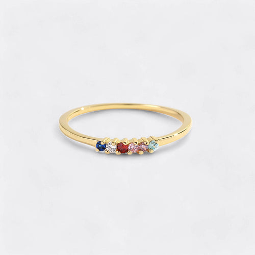 Personalized Dainty Birthstones Ring