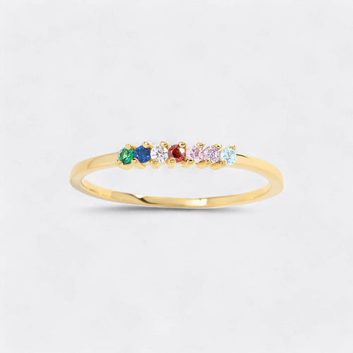 Personalized Dainty Birthstones Ring