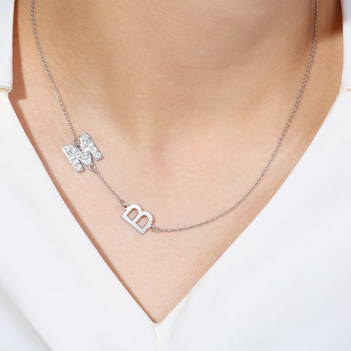 Custom Diamond & 2 Initial Necklace