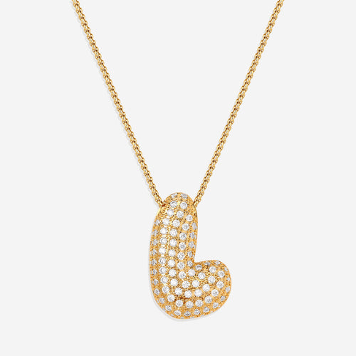 Pave Bubble Initial Necklace