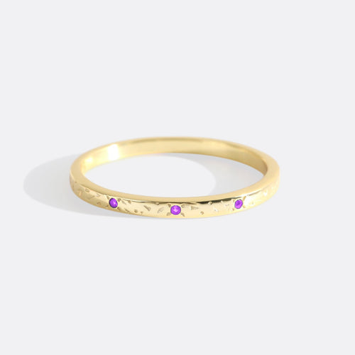 Narrow Textured Birthstone Band