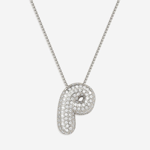 Pave Bubble Initial Necklace