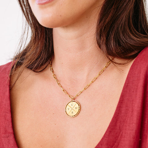 Personalized Compass Pendant Necklace