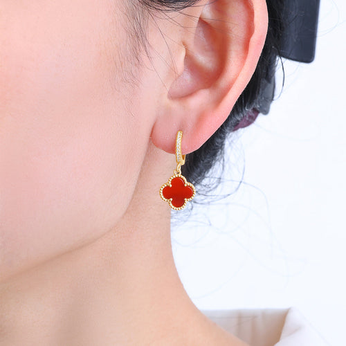 Pave Clover Drop Earrings