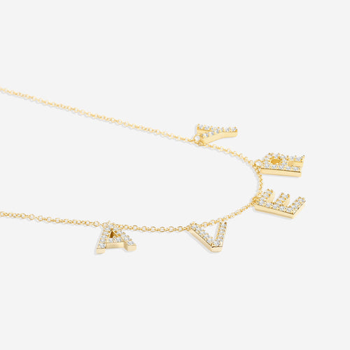 Pave Block Letter Name Necklace