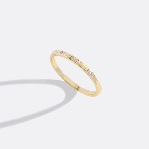 Narrow Textured Birthstone Band