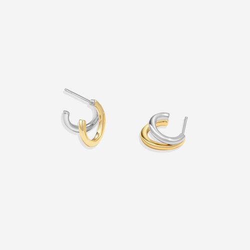 Mixed Metal Double Hoop Earrings
