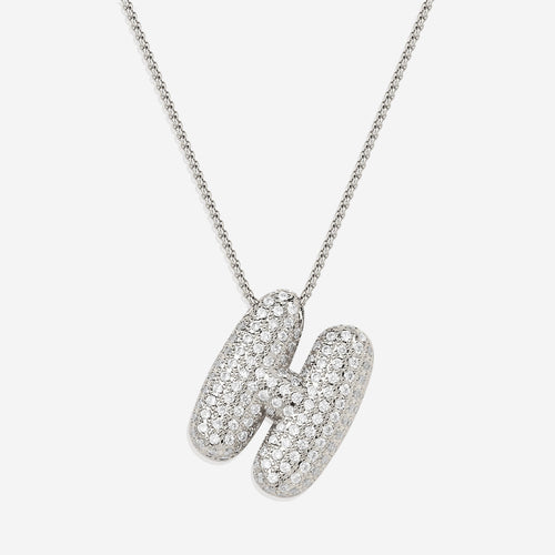 Pave Bubble Initial Necklace