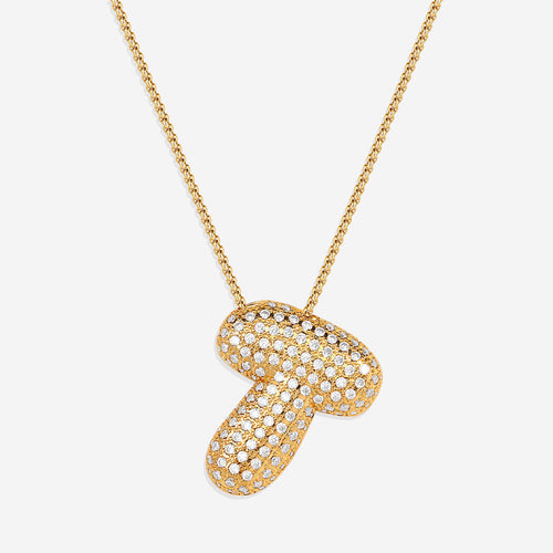 Pave Bubble Initial Necklace