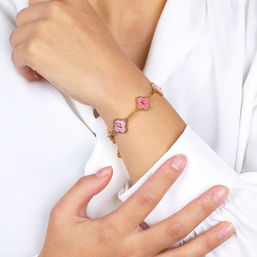 Colorful Clover Custom Name Bracelet