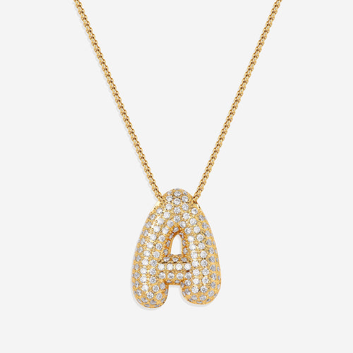 Pave Bubble Initial Necklace