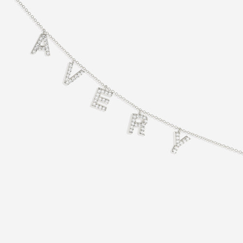 Pave Block Letter Name Necklace