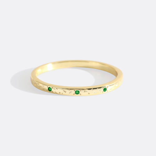 Narrow Textured Birthstone Band