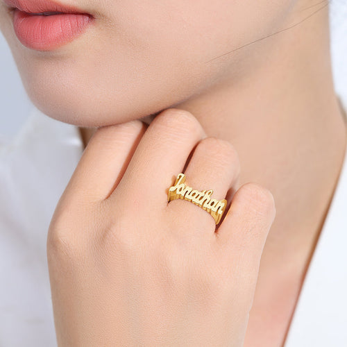 Brilliant Script Name Ring