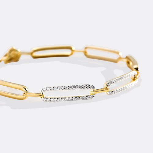 Pave Diamond Paperclip Bracelet