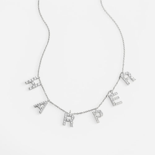 Pave Block Letter Name Necklace