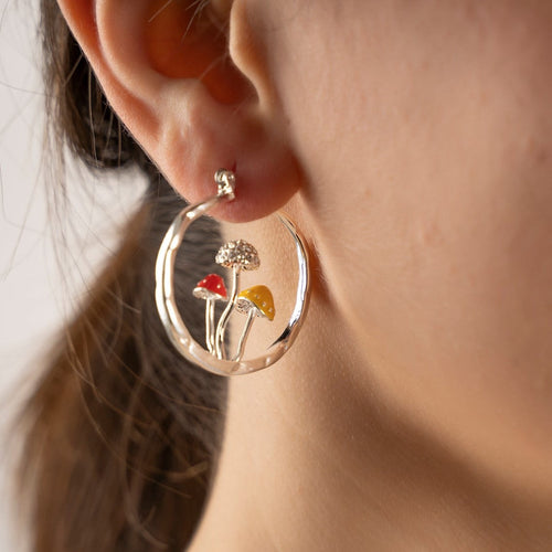 Boho Mushroom Hoop Earrings