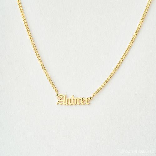 Old English Name Necklace in Curb Chain