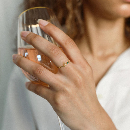 Venice Initial Birthstone Ring